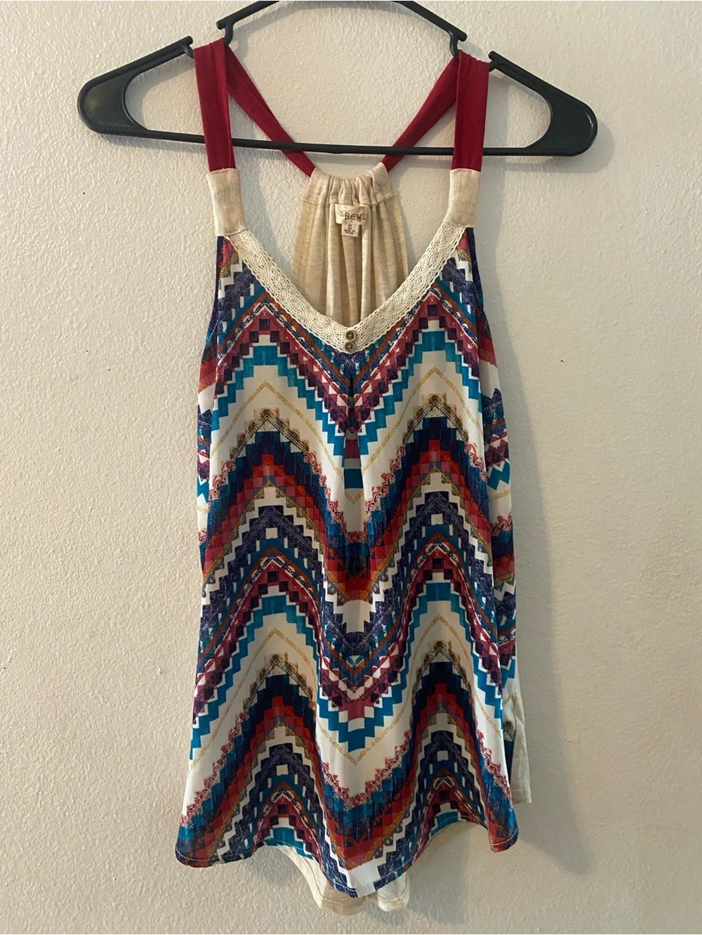 Rewind Boho Chevron Print Halter Tank Top